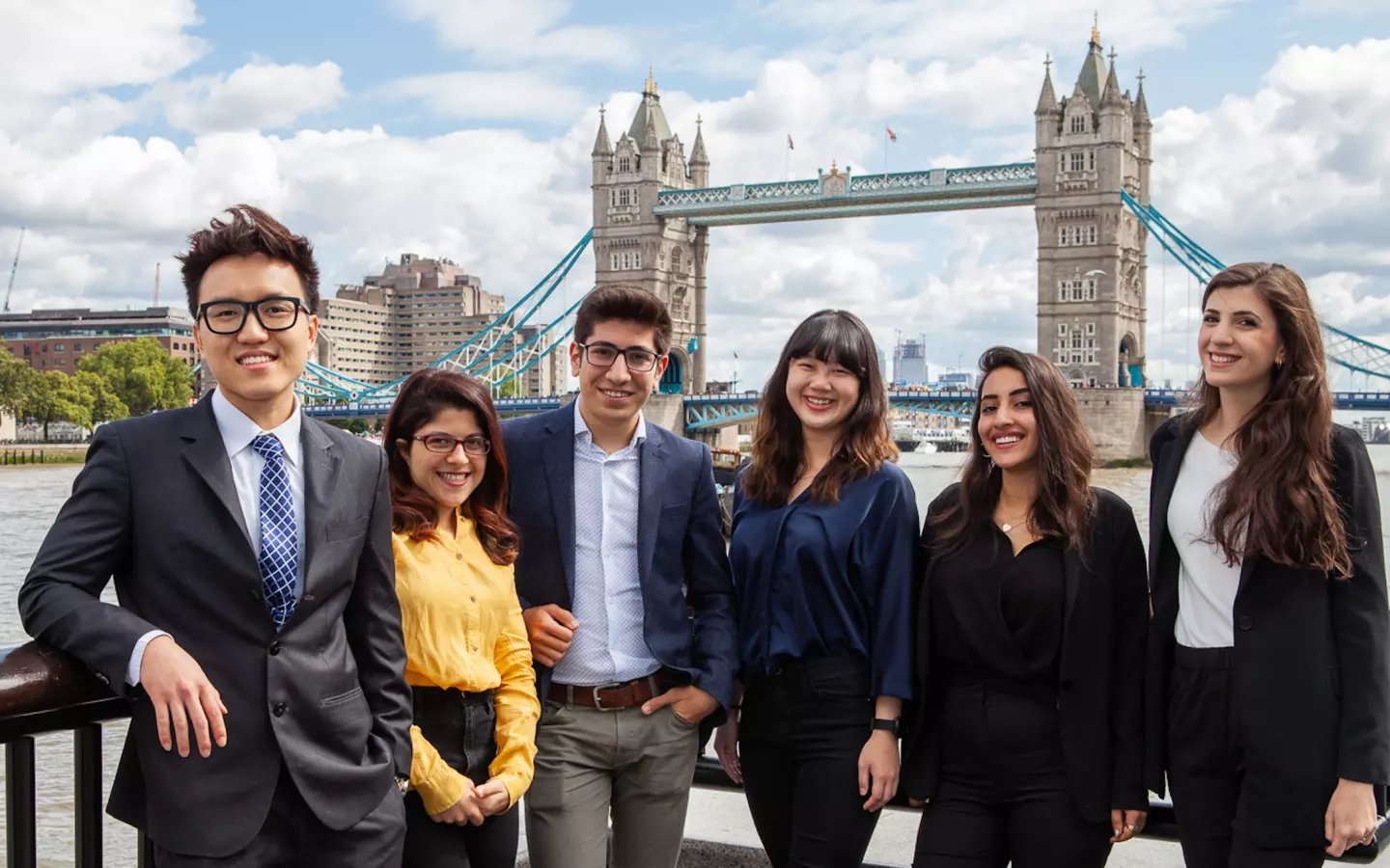 Group of interns in London completing a computer science internship in the UK