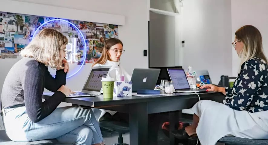 Group working together on a project during a marketing internship in Australia