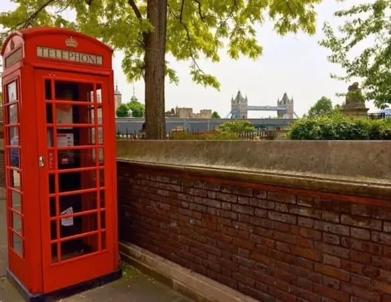 Red telephone box seen on a photography, design and art internship in London