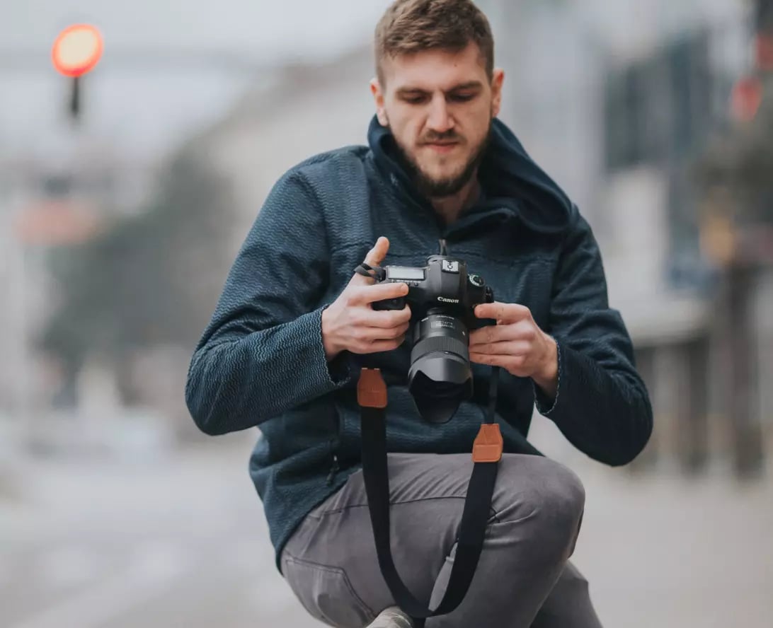 Taking photos during an online internship for photography students.