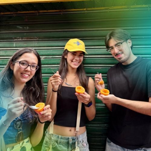 Trying different fruits in Medellin