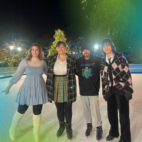 Interns ice skating in Tokyo, Japan