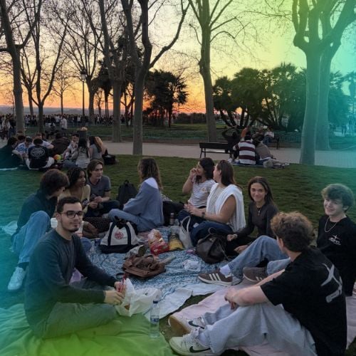 Watching the sunset in Retiro Park during a business internship in Spain