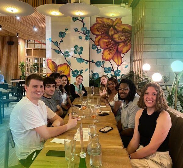 Interns from The Intern Group at a restaurant in Medellín