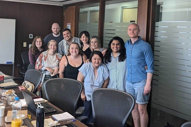 Members of our Admissions Team taking a group photo between meeting prospective interns