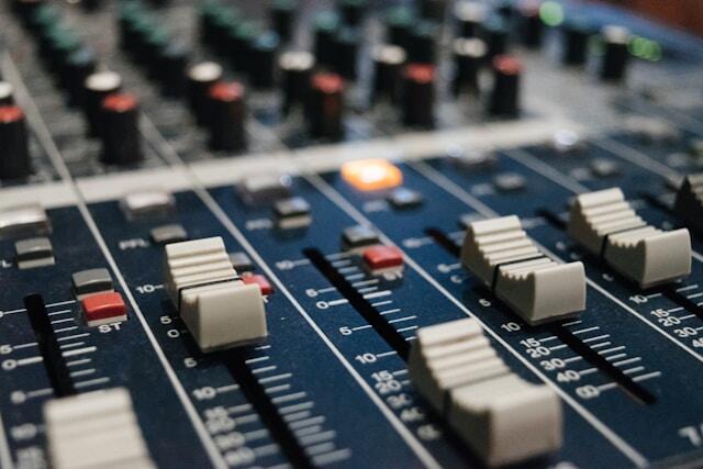 Using a music mixing station during a music internship in Australia