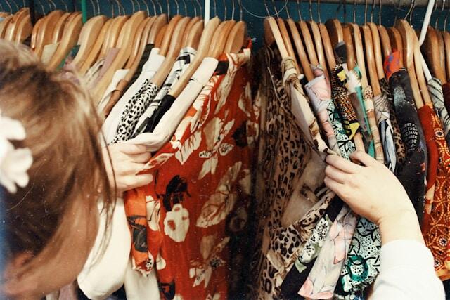 Browsing clothes during a fashion internship abroad in Japan.