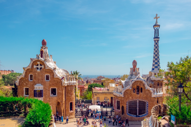 Colorful park guell on a sunny day