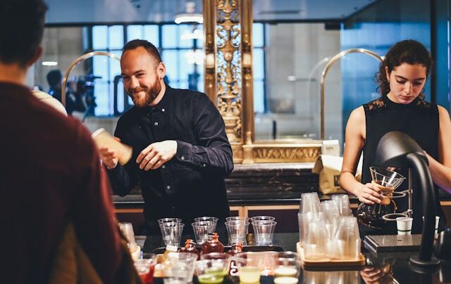 Making cocktails at a hotel bar during an international internship.