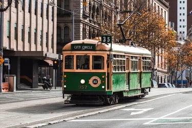 Taking a tram during an internship in Melbourne.
