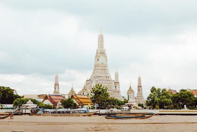 The temple on the river in Bangkok, Thailand