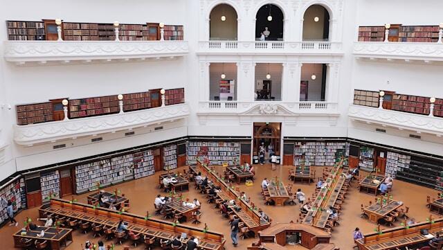 The State Library of Victoria in Australia during a government and politics internship in Melbourne.