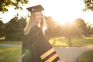 Graduating from university after getting academic credit during an internship abroad.