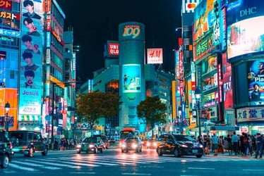 The center of Tokyo at night.