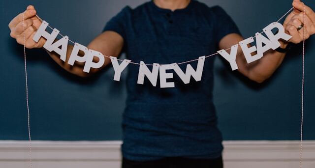 Celebrating the New Year with decorations and planning your New Year's resolutions.