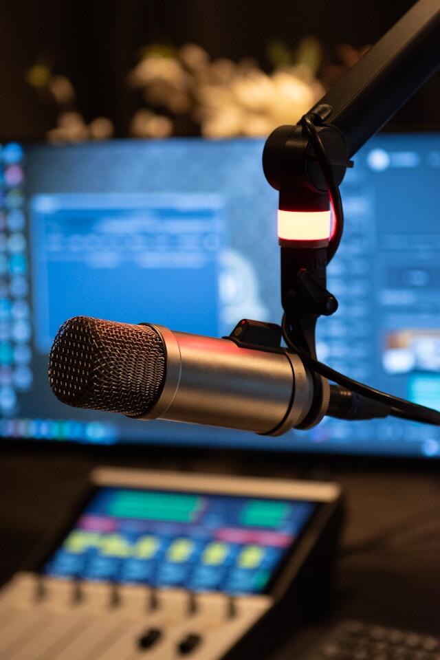 In a recording studio during a media internship in London.