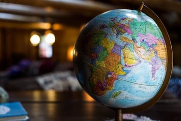 An image of a traditional spinning desk globe.