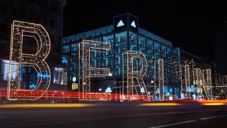 The lights at night in Berlin, Germany.
