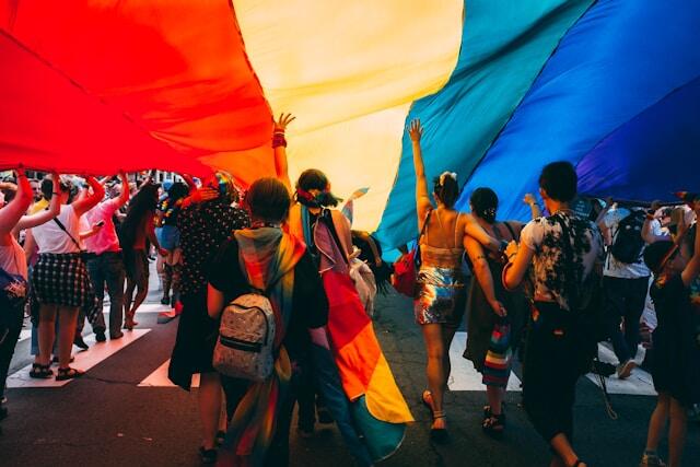 Attending a Pride parade during an internship abroad.