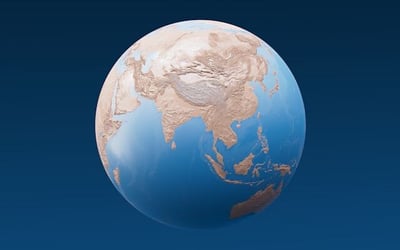 A globe showing the Asia Pacific area.