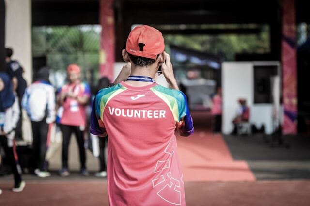An intern volunteering abroad.