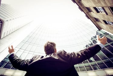 A young professional feeling successful during an internship abroad.