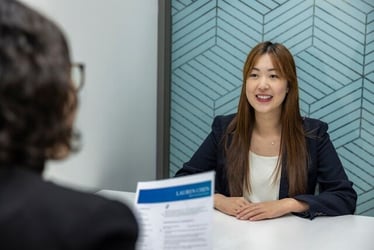 At a job interview after an internship abroad.