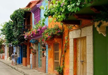 A colorful street in Colombia.