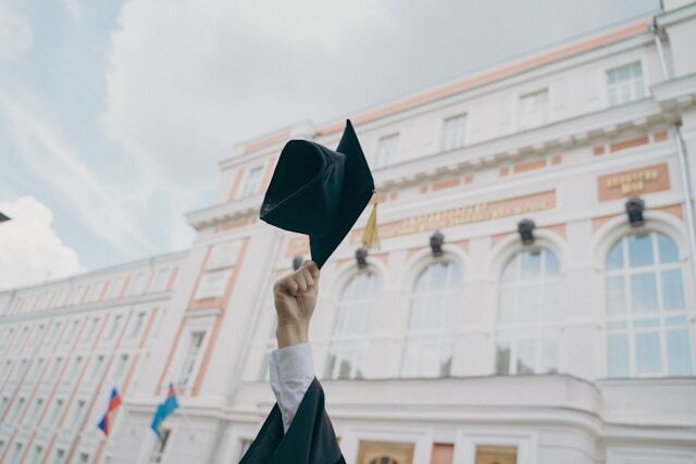 Celebrating graduation before doing an internship abroad.