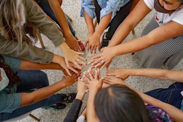 Working as a team during an international internship.