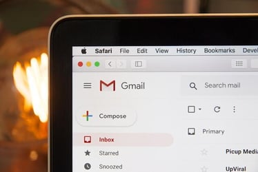 A close-up view of a Gmail inbox where someone is following up after an interview.