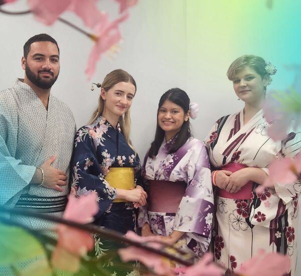 Interns exploring and appreciating Japanese culture in Tokyo.