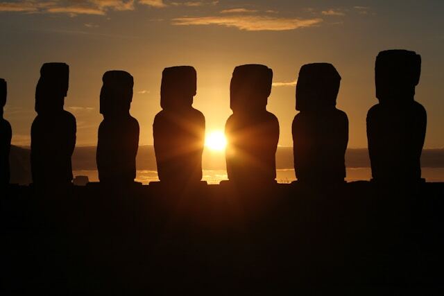 Visiting the Easter Island heads on a trip to Chile.
