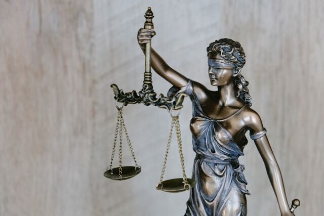 A statue of Lady Justice during a law internship abroad.