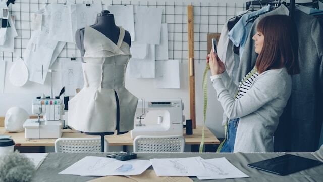 Making clothing during a fashion internship abroad.