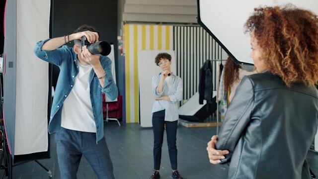 Taking photos of a model during an international photography internship.