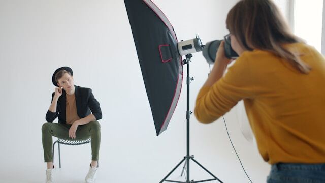 Working during a photography internship abroad.