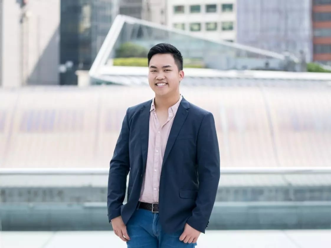 Man dressed smart for a publishing internship in Hong Kong