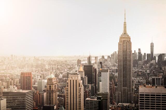 The skyline of Manhattan, New York on a sunny day