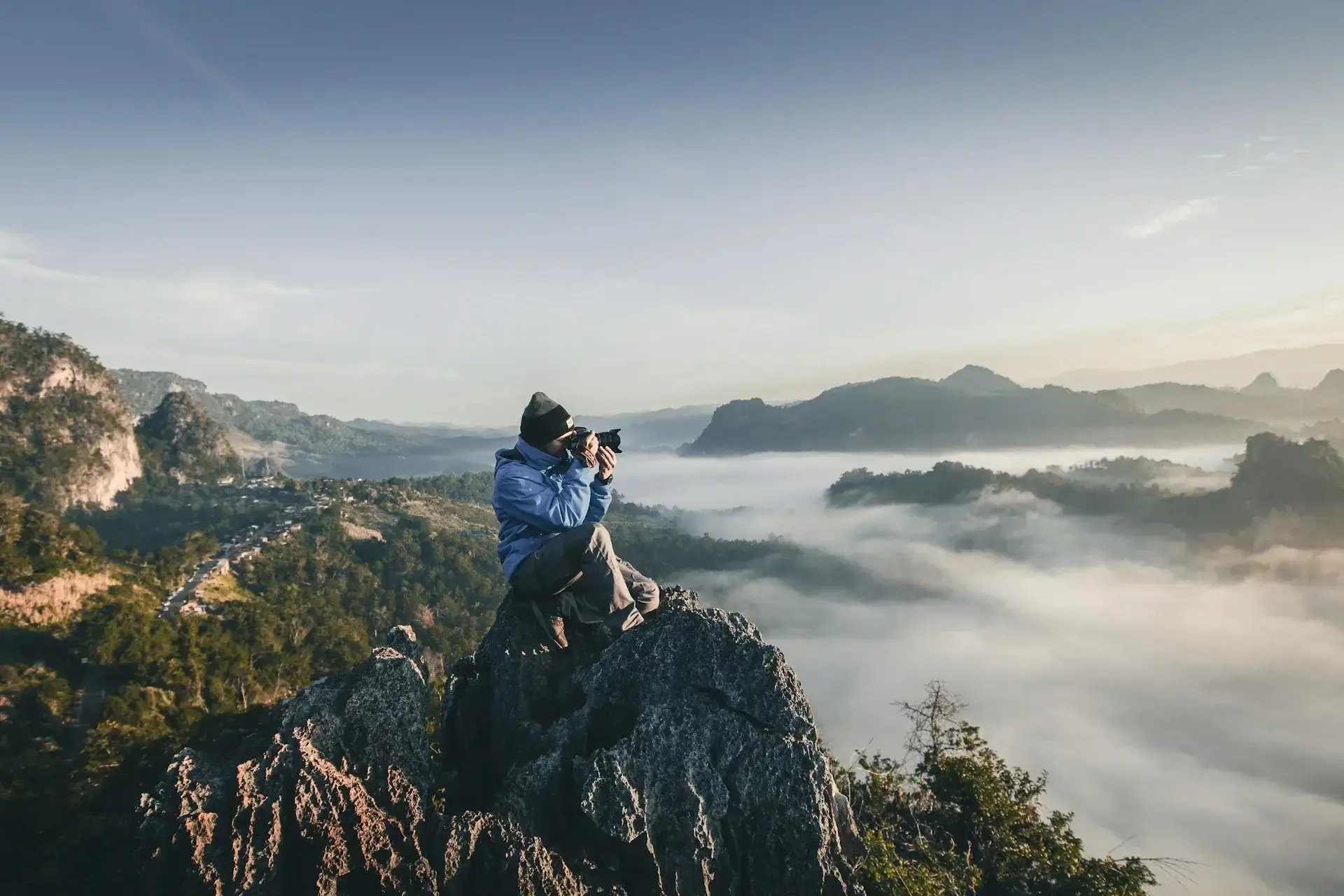 man in mountain photography