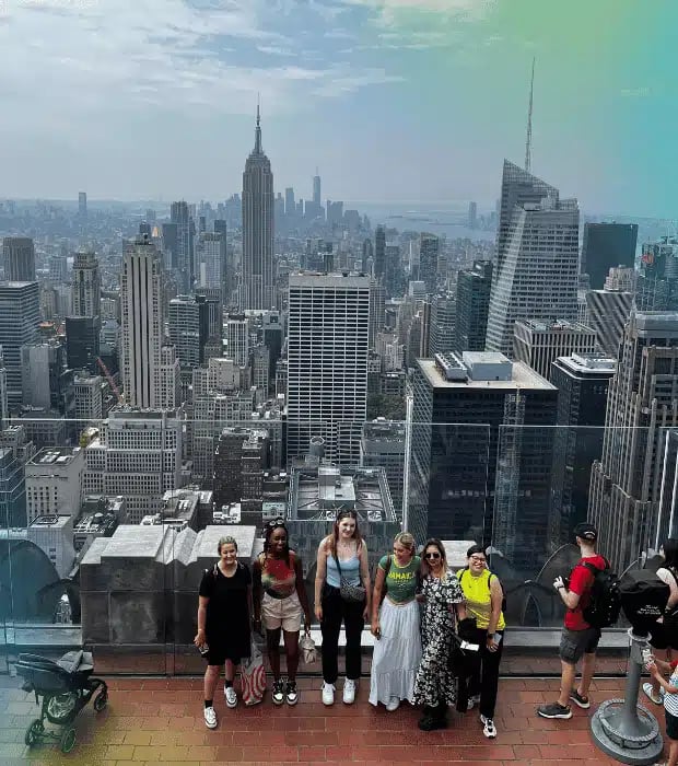 Group of interns working as digital nomads in New York