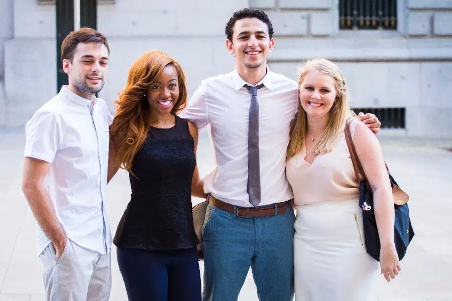 Group of smartly dressed professionals on an NGO internship in Colombia