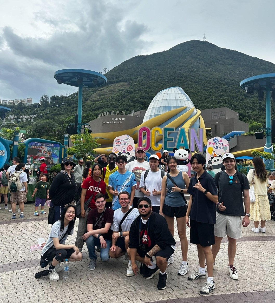 Interns at Ocean Park during the weekend at an IT internship in Hong Kong