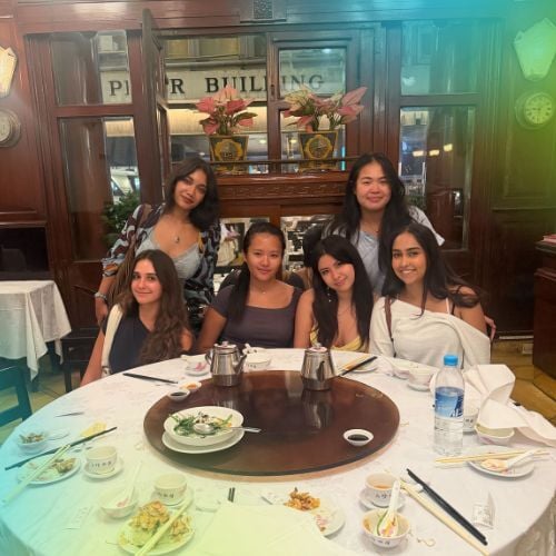 Having dinner during a finance internship in Hong Kong