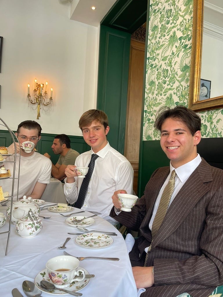Having afternoon tea during a marketing internship in the UK