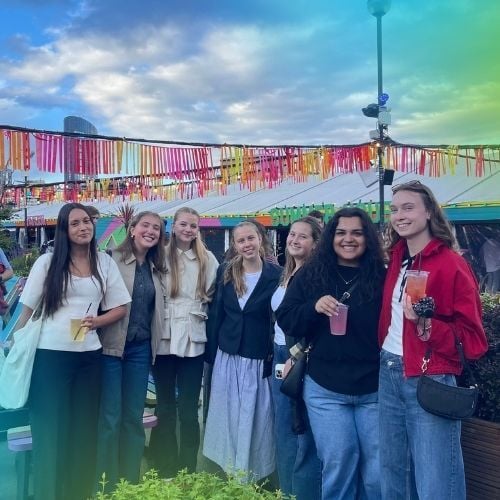 At a rooftop bar during a business internship in London