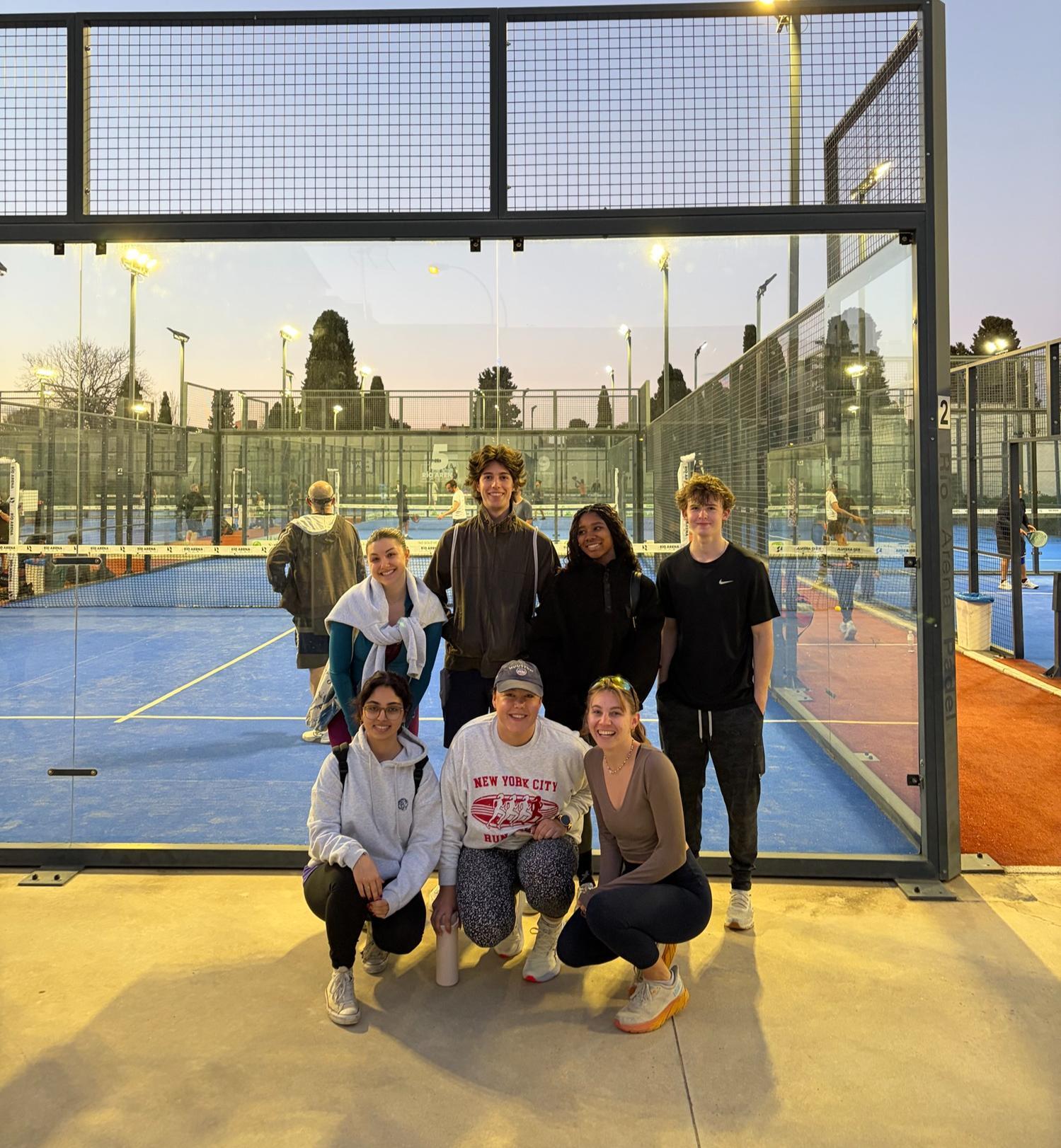 Playing padel during a PR internship in Spain