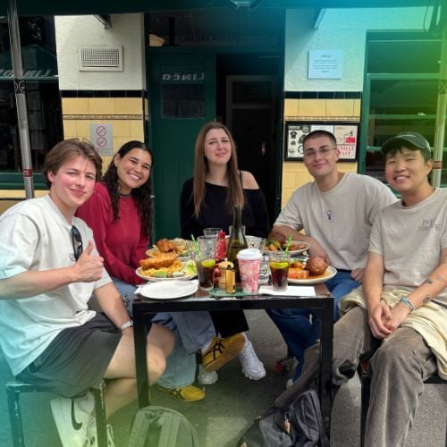 Having dinner during a film internship in Melbourne