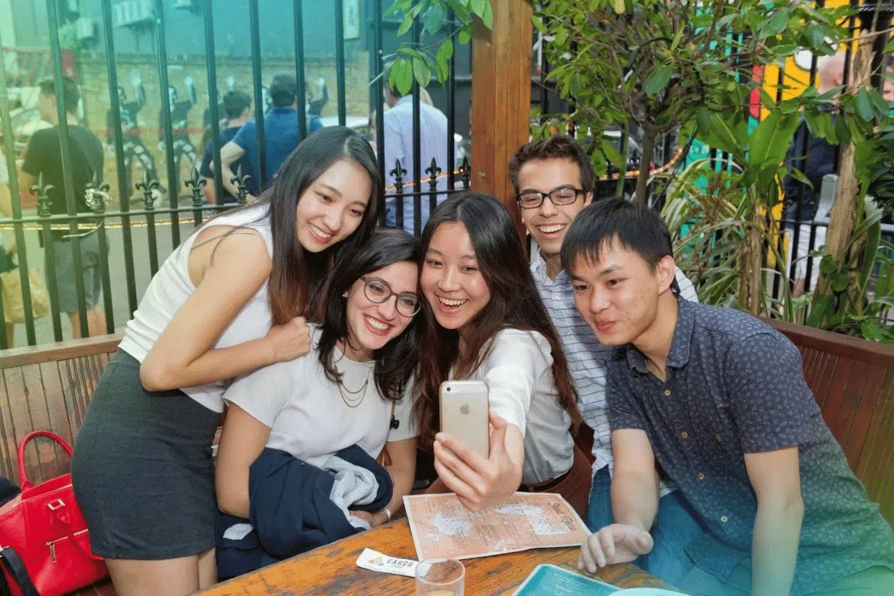 group of friends on an international internship abroad