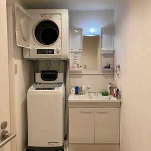 A bathroom in the accommodation in Japan.